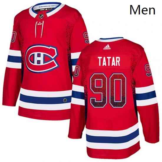 Mens Adidas Montreal Canadiens 90 Tomas Tatar Authentic Red Drift Fashion NHL Jersey